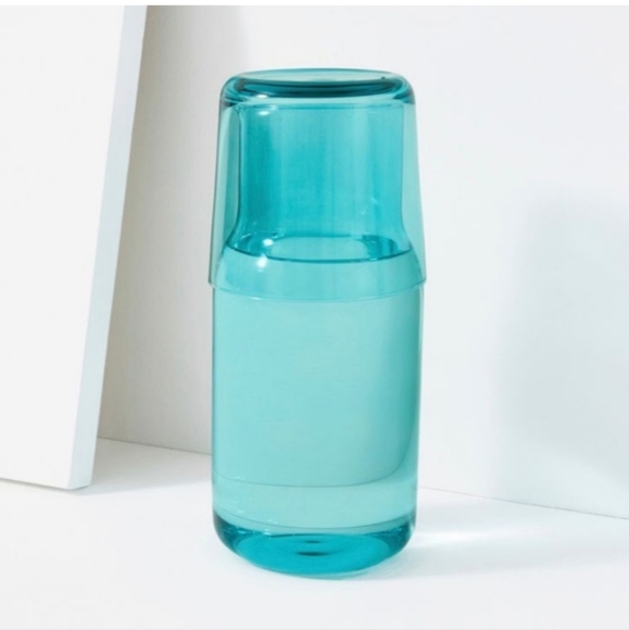 Jonathan Adler, Carafe & Glass Set, Aqua/Turquoise - NIB! - Picture 1 of 4